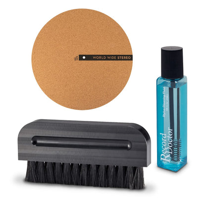 Record Doctor Anti-Static Vinyl Record Cleaning Kit with 12" Cork Turntable Slipmat
