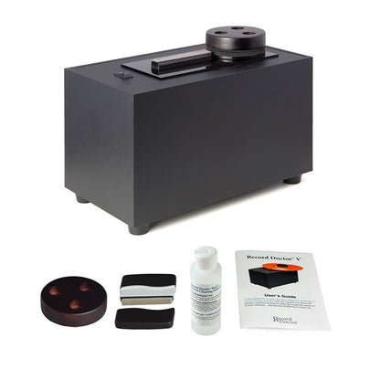 Record Doctor V Record Cleaning Machine with RxLP Cleaning Solution, Low Profile Record Clamp, and 12" Cork Turntable Slipmat